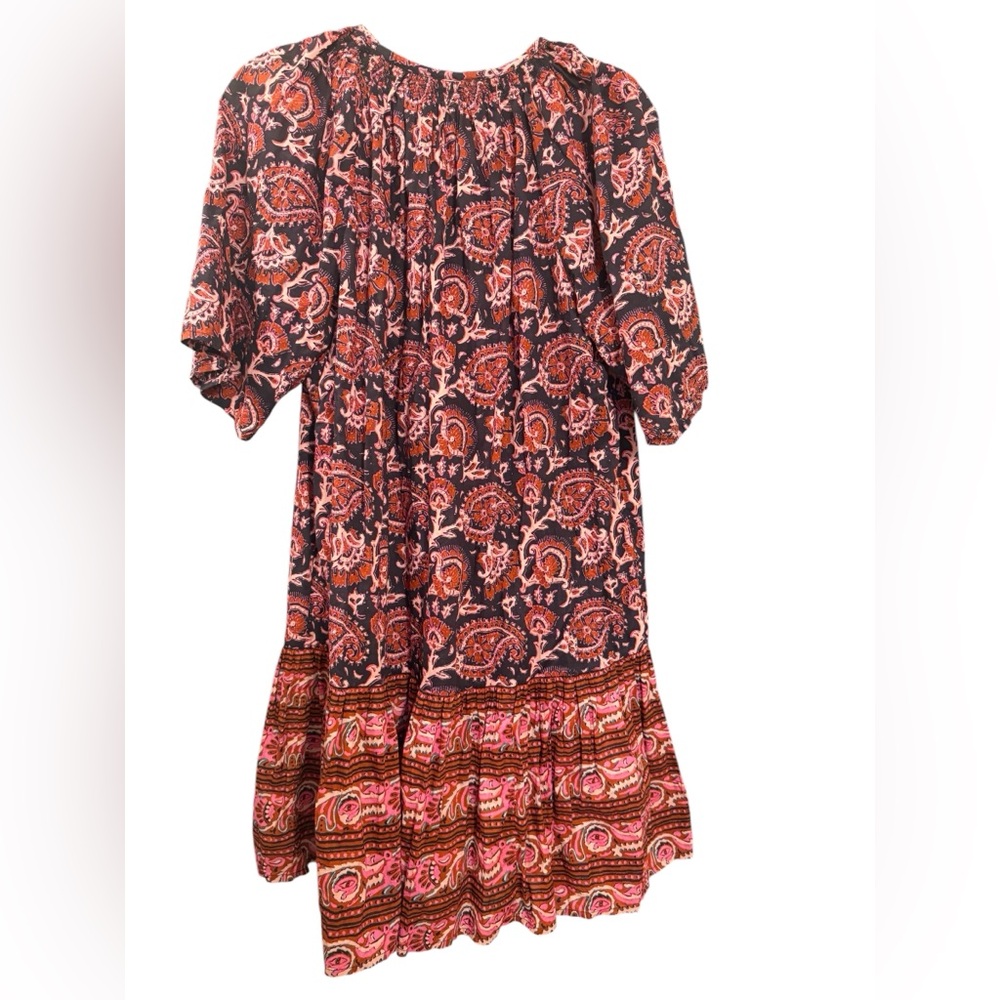 NWOT Figue Bria Bohemian Paisley Print Midi Dress in Pink & Navy Women’s Large - Picture 11 of 16